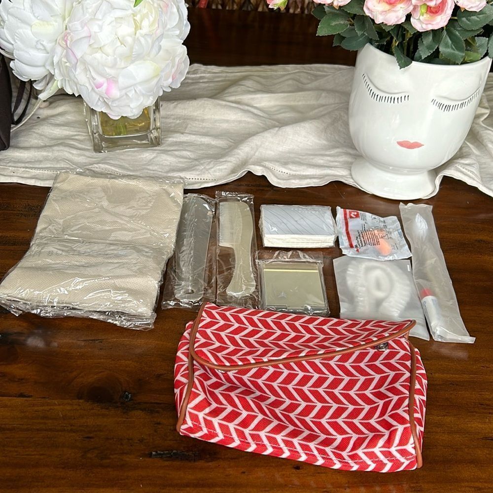 Air France Vintage retired print cosmetic bag plus 7 items